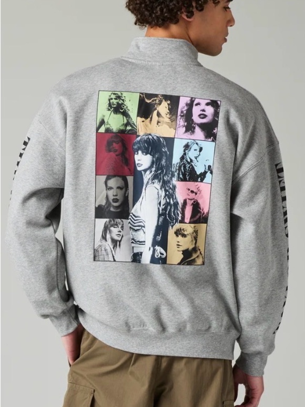 Taylor Swift The Eras Tour Gray Quarter Zip Sweatshirt Pullover Small Medium
